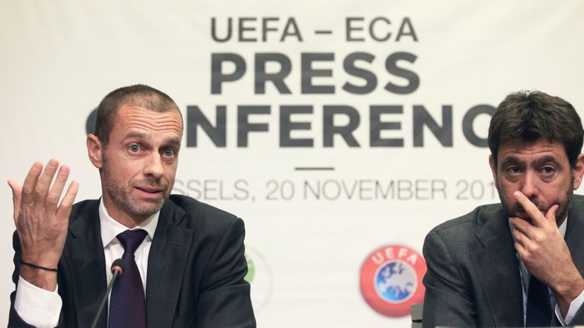 Ceferin and his godfather, Juventus chairman Andrea Agnelli who betrayed him during the creation of the Super League (©REUTERS/Francois Walschaerts)