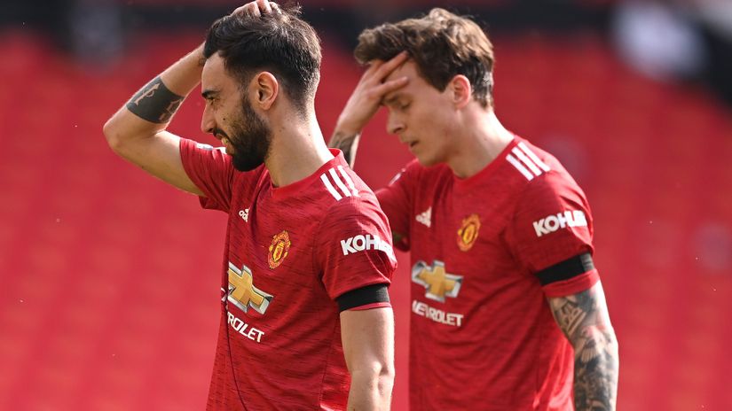 Bruno Fernandes and Victor Lindelof (© Stu Forster/Getty Images)