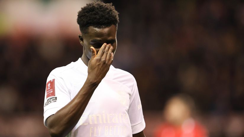  Bukayo Saka in despair (©James Williamson - AMA/Getty Images)
