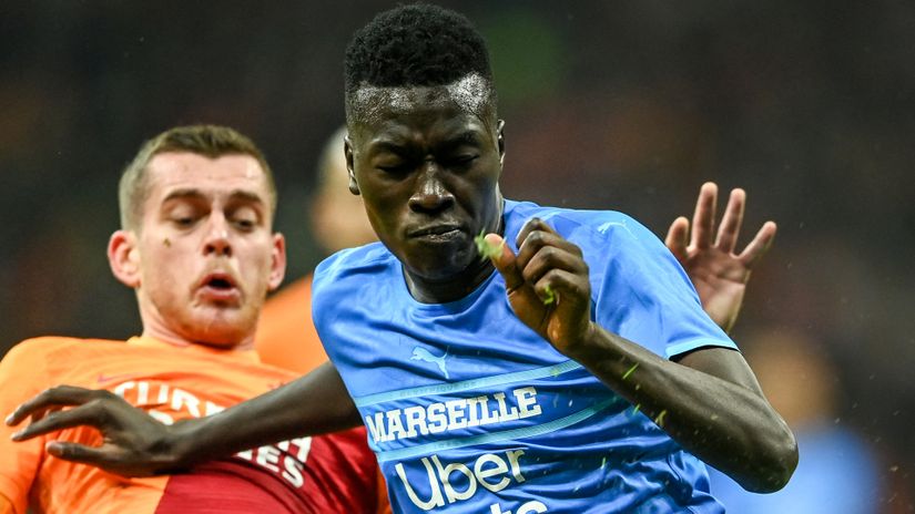 Pape Gueye playing for Olympique de Marseille earlier this season (AFP)