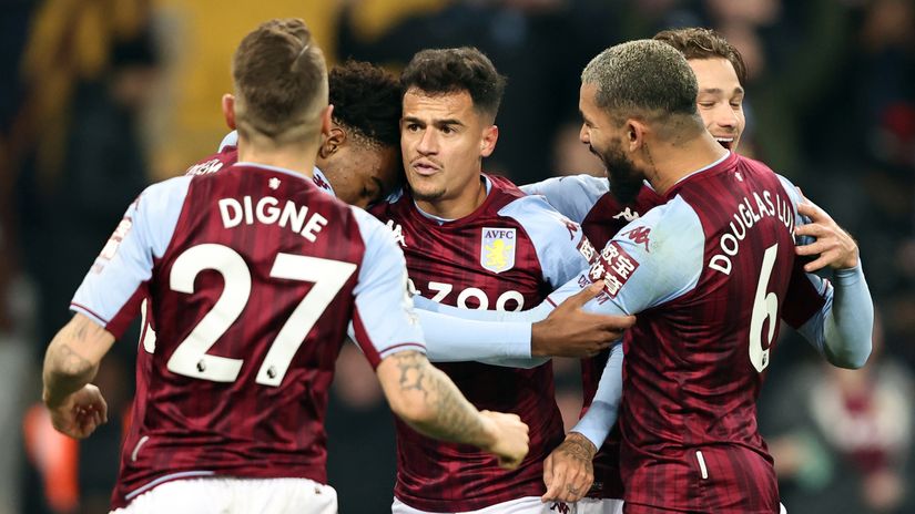 Aston Villa players celebrating (©Gallo Images)