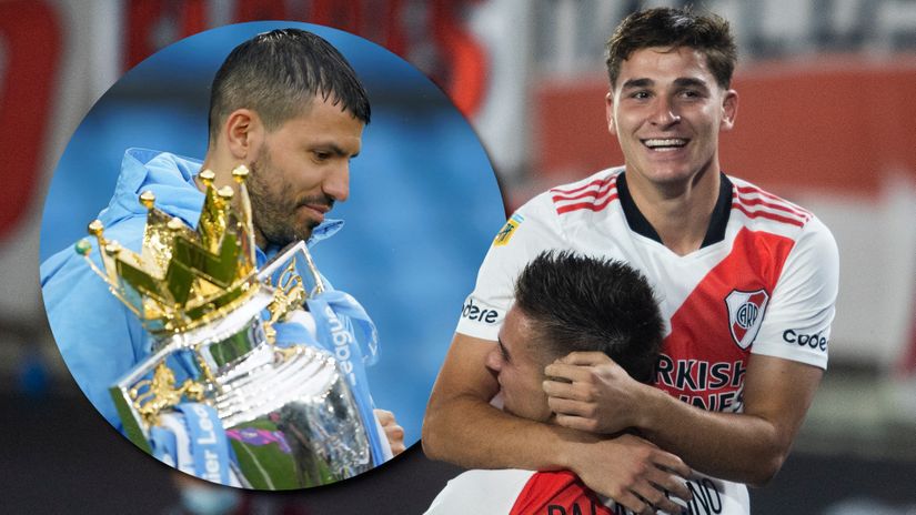 Argentinean connection: Sergio Aguero and Julian Alvarez (©AFP)