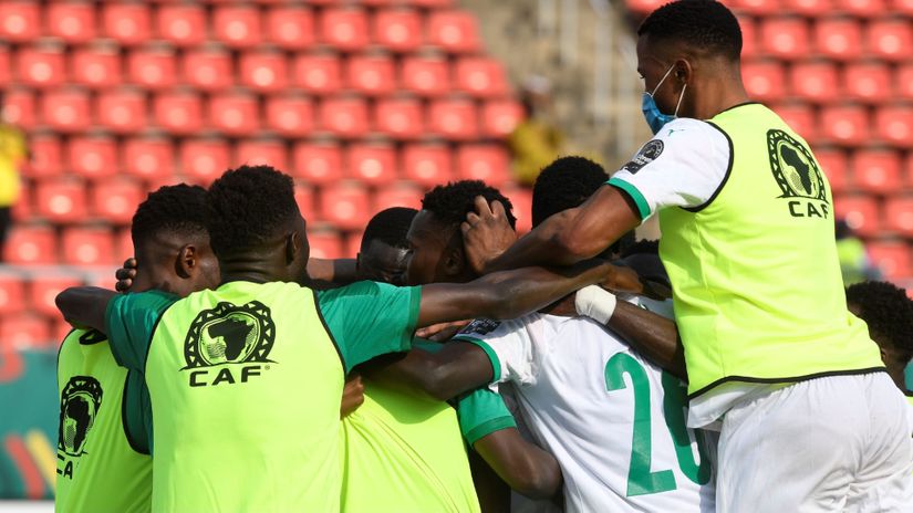 Senegal players celebrate after scoring in a past match ©️ CAF