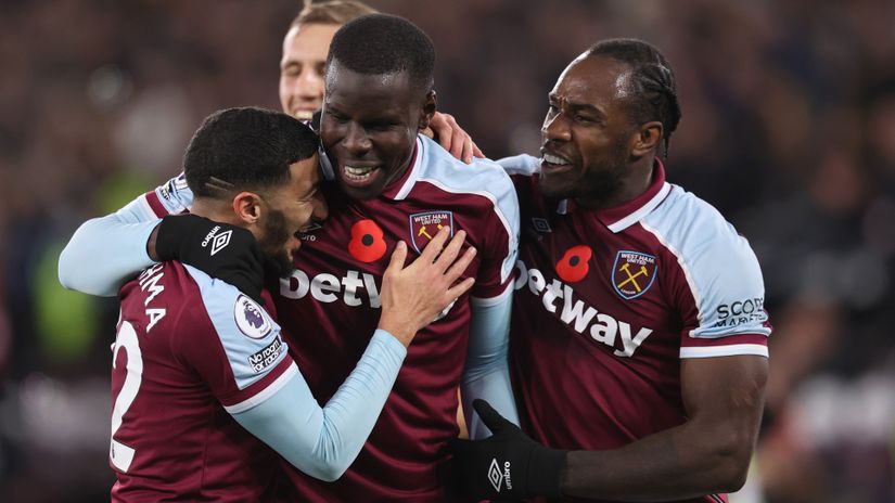 Kurt Zouma and Michail Antonio (©Alex Pantling/Getty Images/Gallo Images)