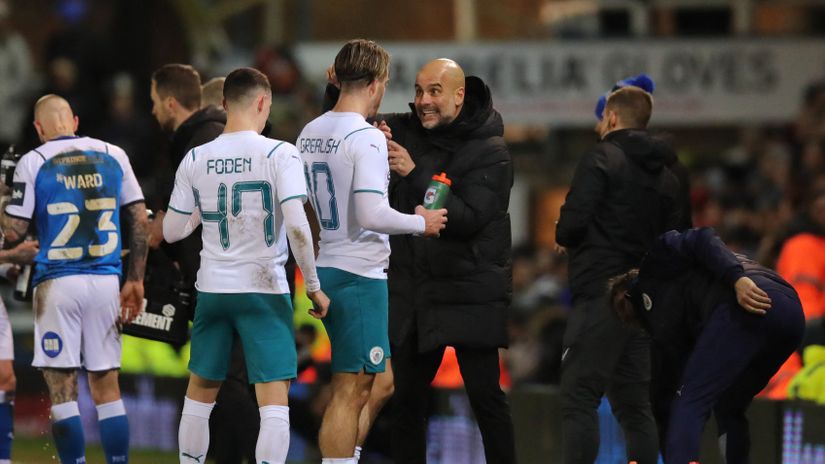 Guardiola directing Grealish and Foden (©Gallo Images)