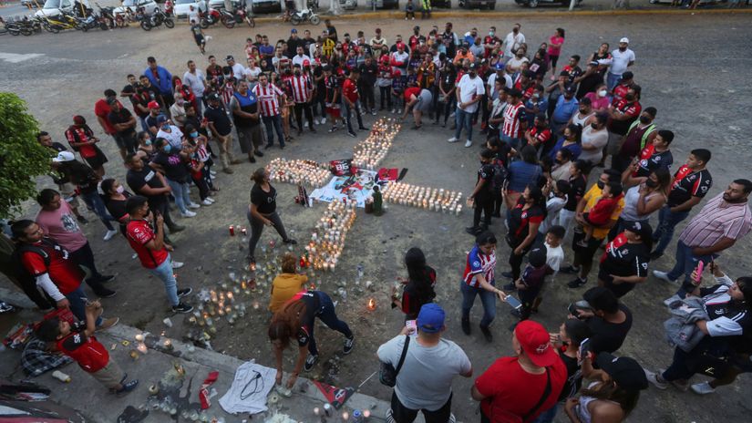 Fans of Atlas gather after violent clashes broke out between fans of their team and Queretaro (©Gallo Images)