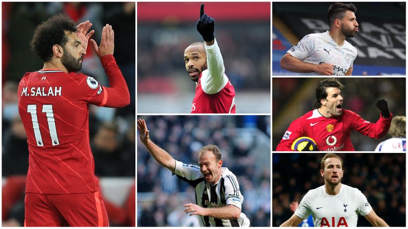 Salah, Henry, Shearer, Aguero, Van Nistelrooy, Kane (©AFP)