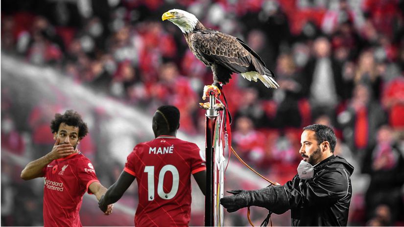 Salah and Mane, and the Benfica's eagle (©Getty images)
