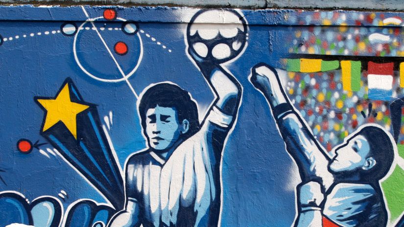 A mural of Maradona's iconic moment (©Gallo Images)