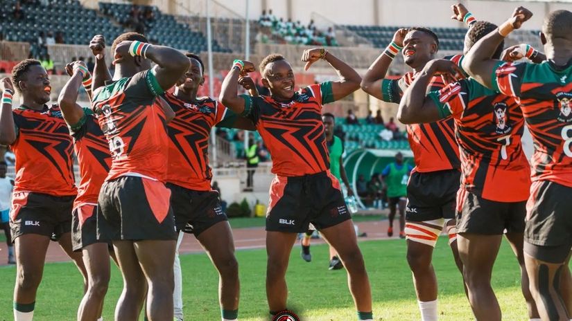 Kenya Chipu celebrate after a try against Uganda © Lense Eye Images 