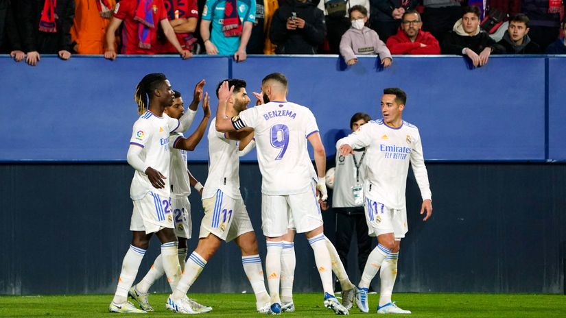 Real Madrid players celebrating (©Gallo Images)