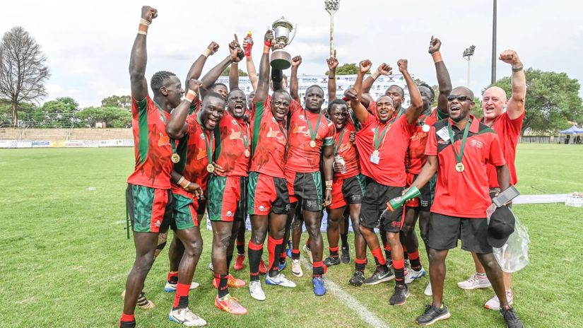 Shujaa lift the Africa 7s title back in 2019 © Christiaan Kotze/BackpagePix