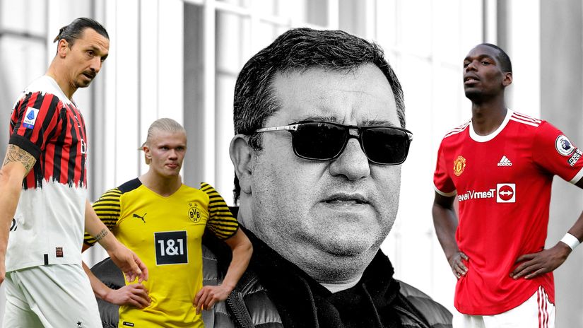 Ibrahimovic, Haaland, Raiola & Pogba (©AFP/Gallo Images)