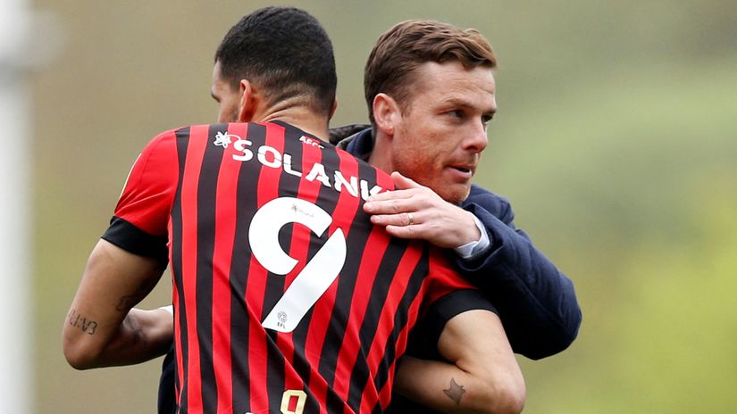 Scott Parker with Bournemouth's striker Dominic Solanke (©Gallo Images)