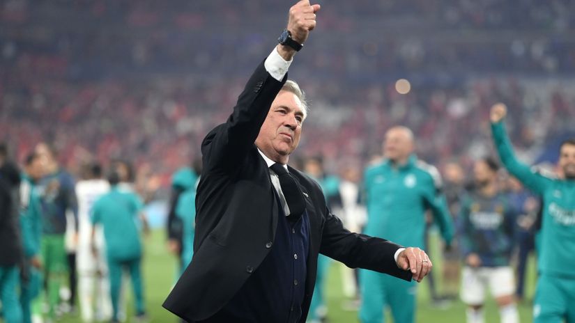 Carletto celebrates at Stade de France on Saturday night (©David Ramos/Getty Images)