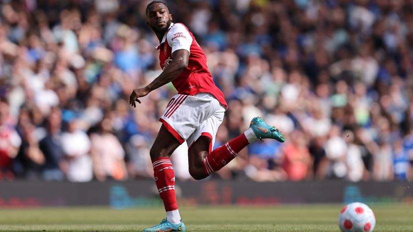 Nuno Tavares in action for Arsenal (© Marc Atkins/Getty Images)
