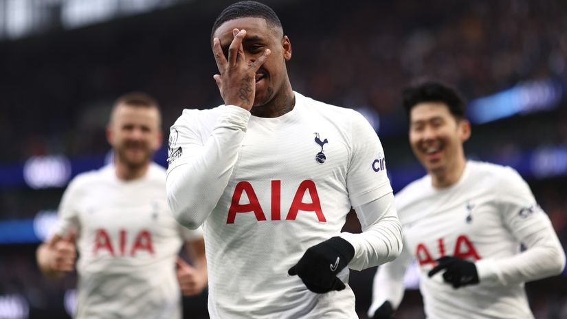 Bergwijn celebrates one of his goals for the Spurs (©Ryan Pierse/Getty Images)