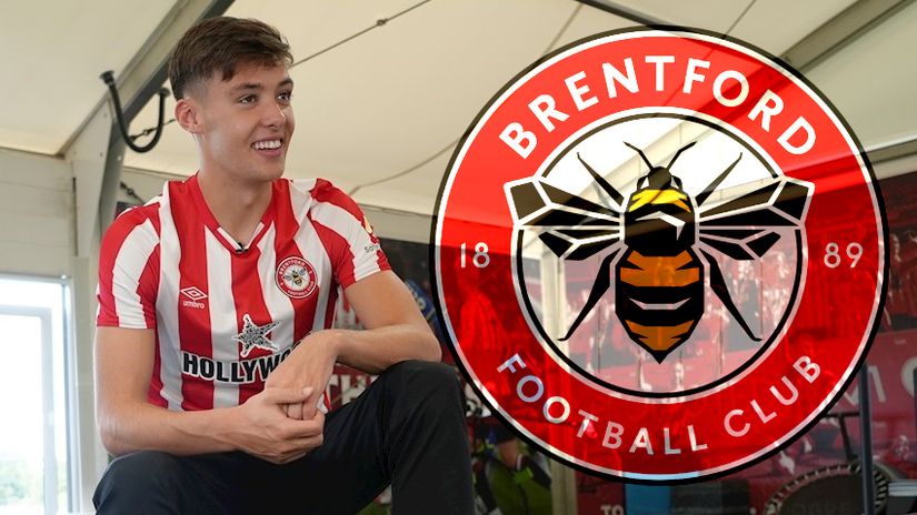Aaron Hickey joins the Bees (©Brentford Football Club)