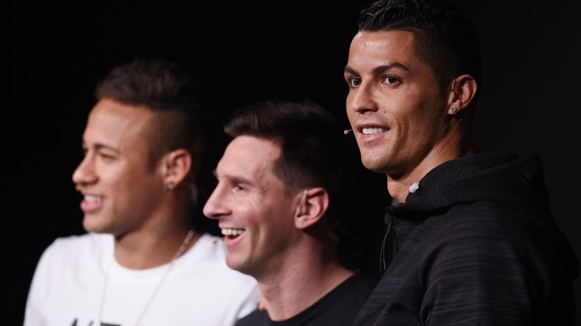 Future teammates? Neymar, Messi and Cristiano (©Matthias Hangst/Getty Images)
