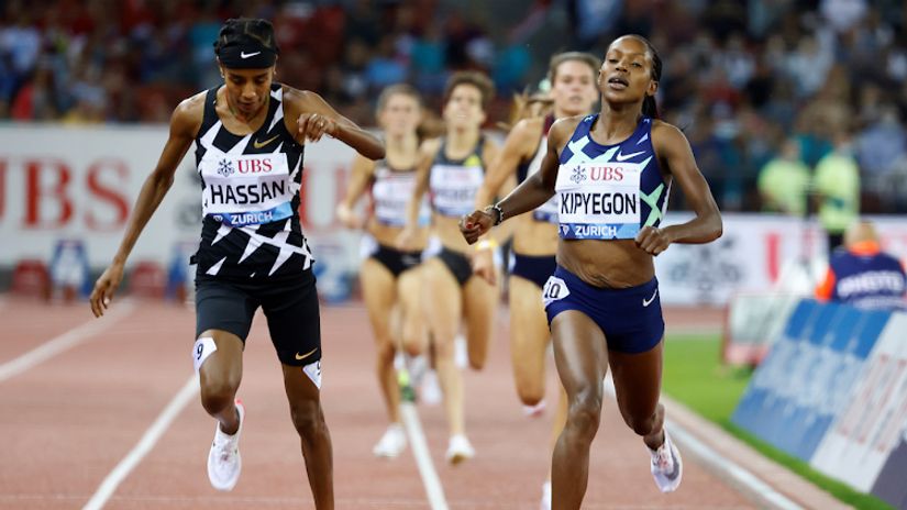 Faith Kipyegon and Sifan Hassan in past action © Courtesy 