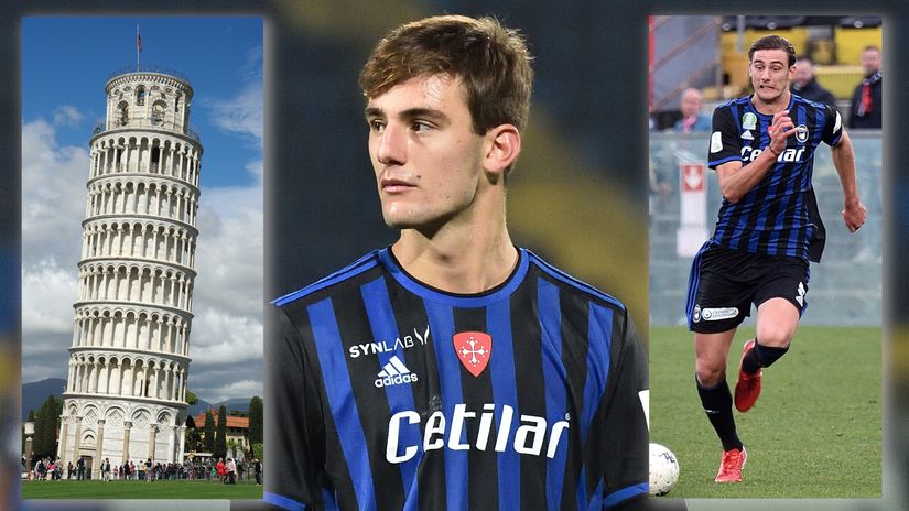 Lorenzo Lucca and the leaning tower of Pisa (©AFP)