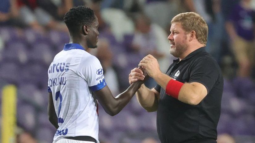 Joseph Okumu and Gent head coach Hein Vanhaezebrouck © Courtesy 