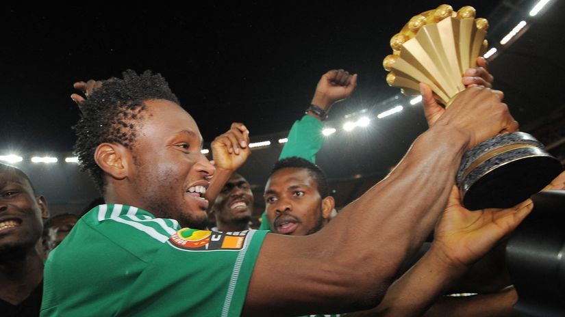 John Obi Mikel after winning the AFCON in 2013 (©AFP)