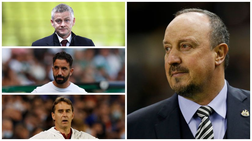 Solskjaer, Amorim, Lopetegui (left) & Benitez (right) (©Gallo Images)