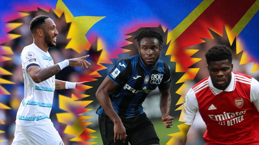 Pierre-Emerick Aubameyang, Ademola Lookman and Thomas Partey (©AFP)