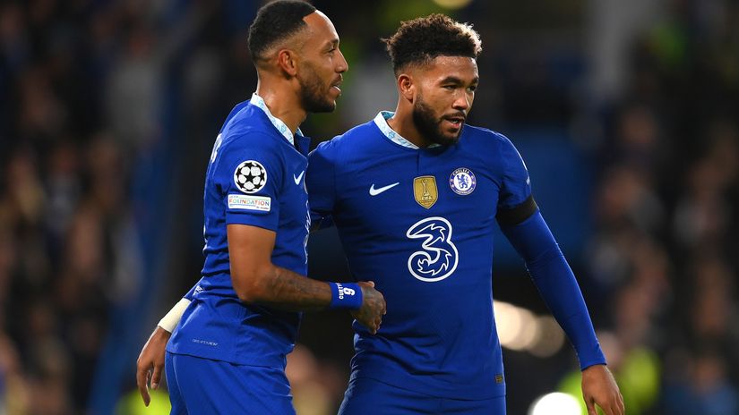 Auba celebrate with Reece James on Wednesday (©Mike Hewitt/Getty Images)