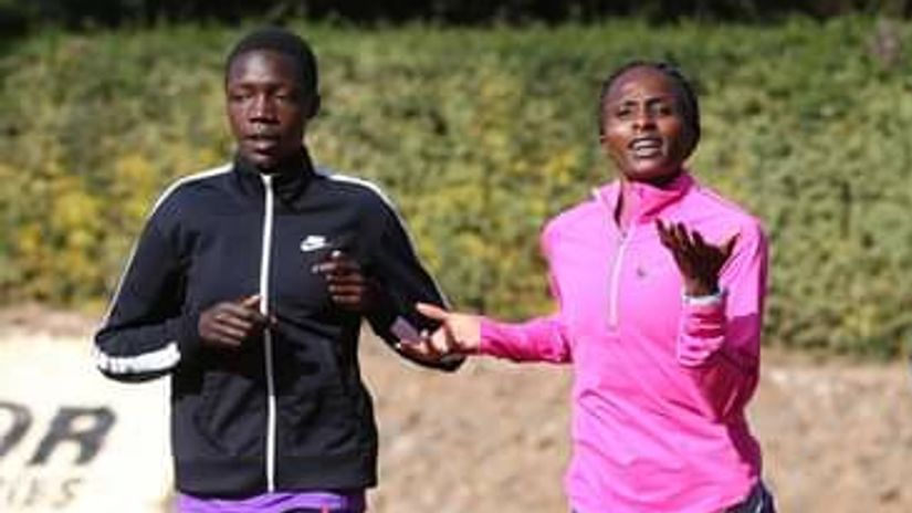 Esther Borura trains alongside Helen Obiri © Kelly Ayodi 