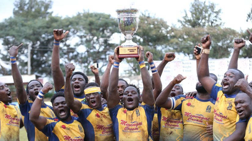 Homeboyz players celebrate winning the Enterprise cup back in 2018 ©Mozzart Sport