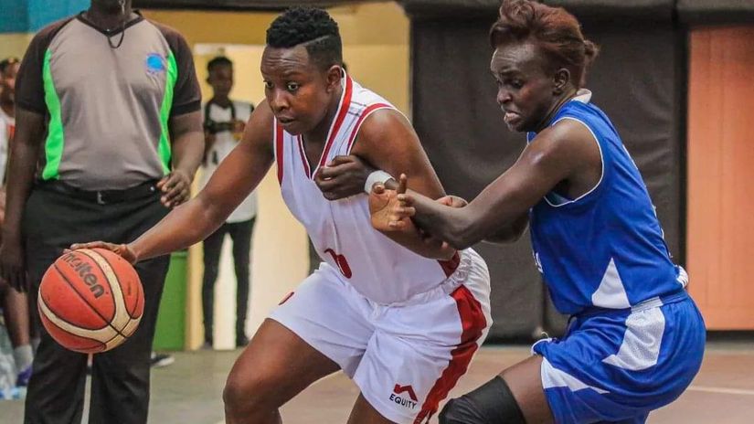 Debora Obunga shields Denise Menya in past action © Hoops Mtaani