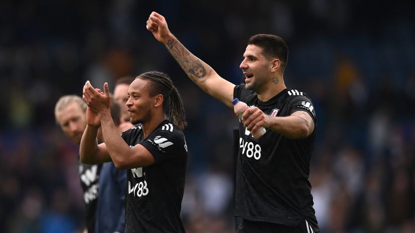 Fulham striker Aleksandar Mitrovic celebrates (©Stu Forster/Getty Images)