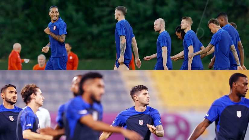 The Netherlands (top) & the USA (bottom) training (©Gallo Images)
