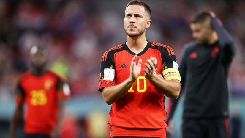 Hazard after the Croatia tie at the World Cup, his ultimate for the national side (©Michael Steele/Getty Images)