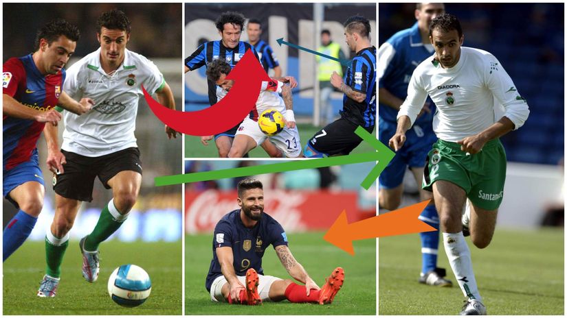 Scaloni (on the left with Xavi and in the middle in the Atalanta shirt) used to play in Atalanta (with Livaja, in the middle) and Racing Santander, just like Walid Regragui (on the right), who also used to play with Giroud in Grenoble (©AFP/Getty images/Gallo images)