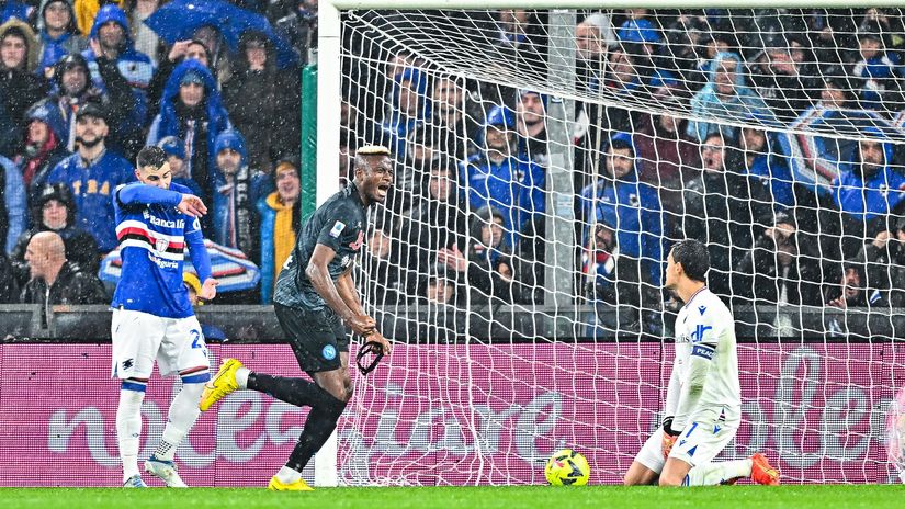 Osimhen celebrates after scoring the opener (© Simone Arveda/Getty Images)