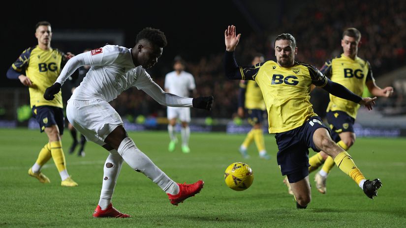 Eddie Nketiah scored twice against Oxford (©Getty Images)