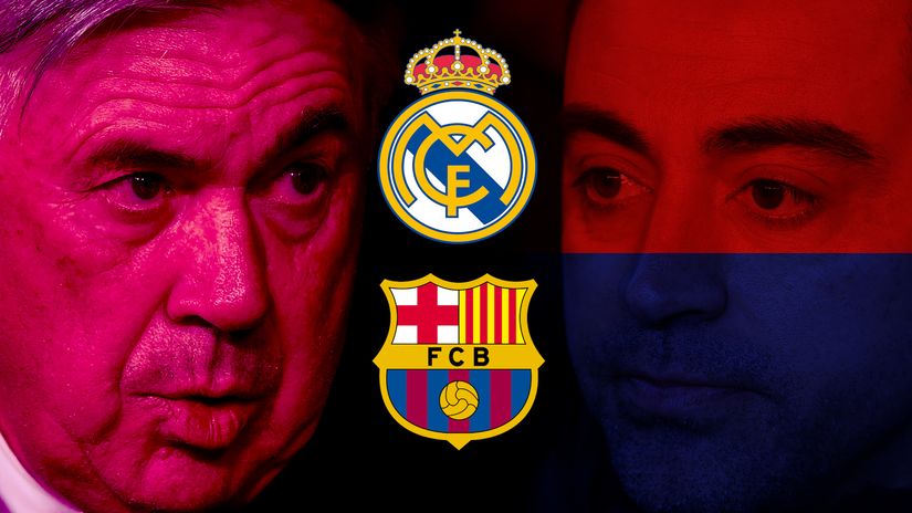 Ancelotti against Xavi in Supercopa de Espana final (©Getty Images)