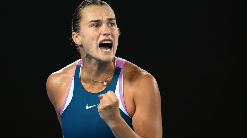 Sabalenka celebrates (©Mark Kolbe/Getty Images)