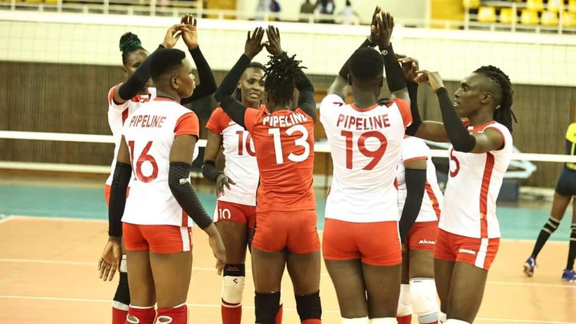 Pamela Adhiambo (5) celebrating with teammates © Mozzart Sport 