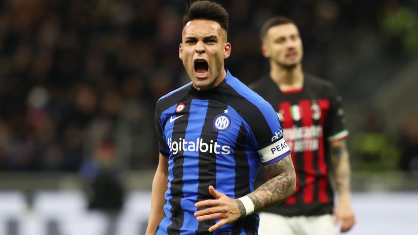 Lautaro screams in jubilation after netting against Milan (©Marco Luzzani/Getty Images)