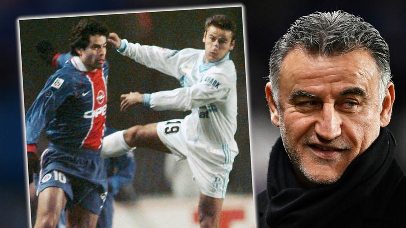 Switched sides: Christophe Galtier played for OM against PSG in 1996 (©AFP)