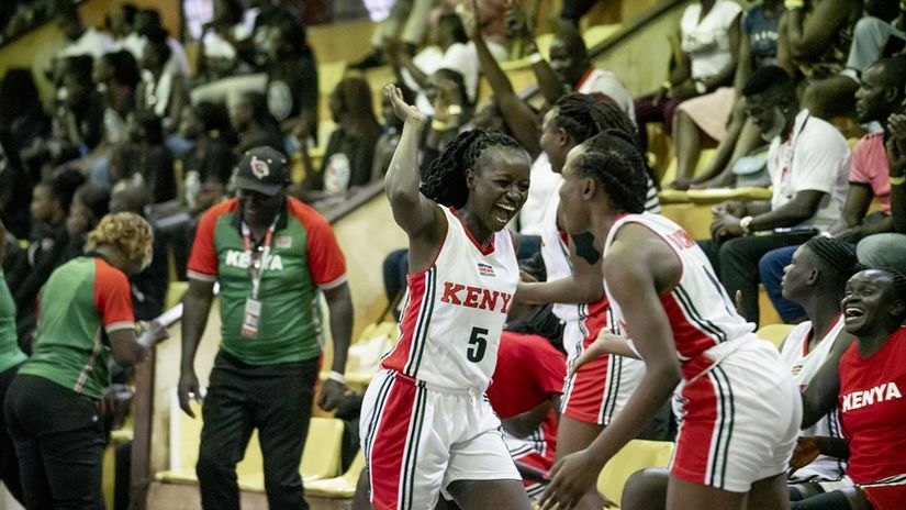 Kenya Lionesses celebrate  ©FIBA