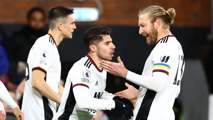 Manor Solmon (centre) after yet another goal (©Getty Images)