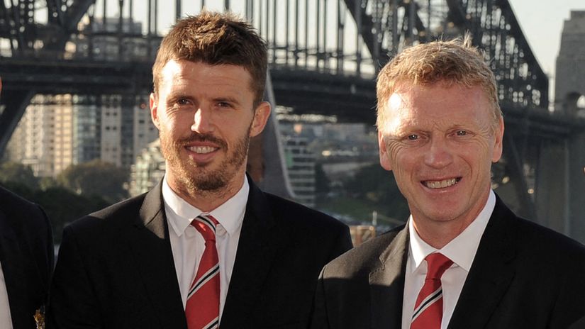 Michael Carrick and David Moyes in their Manchester United days (©AFP)