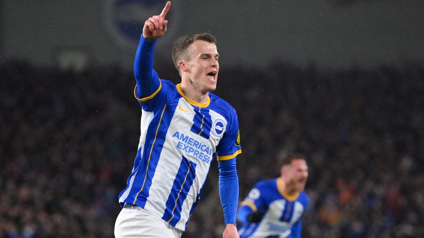 Solly March celebrates after scoring the winner (© Justin Setterfield/Getty Images)