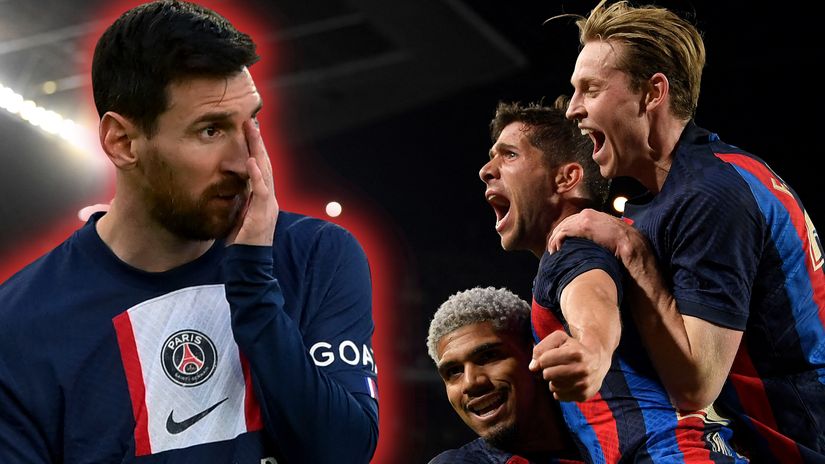 De Jong, Sergi Roberto and Araujo are waiting for Messi (©AFP)