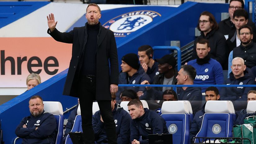 Graham Potter in the Chelsea dugout (©Ryan Pierse/Getty Images)